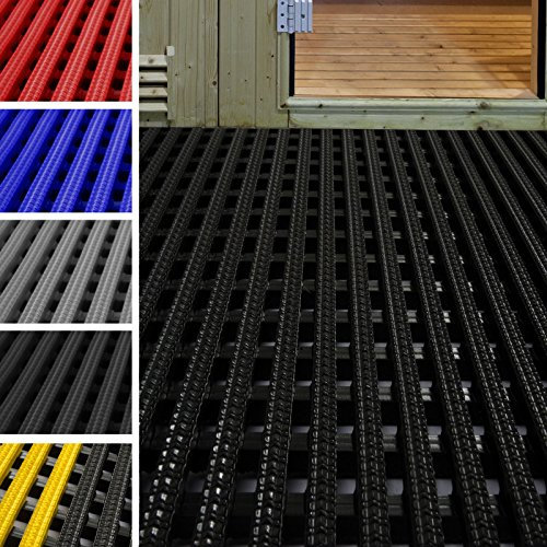 Antirutschmatte Multi-Grip | Arbeitsplatzmatte | Rutschfest & gelenkschonend | PVC Bodenmatte mit Drainage-Wirkung | Viele Farben & Größen (90 x 350 cm, Schwarz)