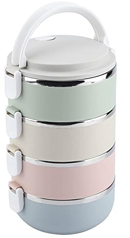Tyenaza Fiambrera TéRmica, Portátil de Acero Inoxidable para Lunchbox, Contenedor de Comida Bento Aislado de 4 Niveles, Lunch Box Termica Comida Caliente, para Oficinas, Escuela, Hogar(2800ml)