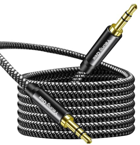 Yeung Qee 3.5mm Aux Cable 10M, Braided 3.5mm Audio Cable Male to Male Stereo Hi-Fi Sound Auxiliary Aux Cord for Headphones, Car,Phone, Tablets, Headset, PC, Laptop and More (10m/30ft)