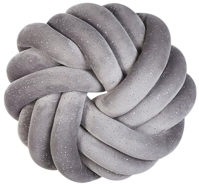 Beliani Dekokissen Knotenoptik 30x30 cm Geflecht Samtstoff Glitzer Ovalform grau Akola
