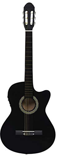 Susany Western Akustik Cutaway Gitarre mit Equalizer 6 Saiten Westerngitarre Akustikgitarre Konzertgitarre Saiteninstrument Musikinstrument Schwarz