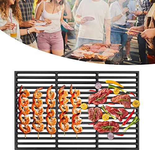 UISEBRT Gusseisen Grillrost - 42 x 28cm Emailliert Gussrost Grillgitter Grillaufsatz Grill Zubehör für BBQ, Gasgrill, Holzkohlegrill - Hochwertiger Grillplatten