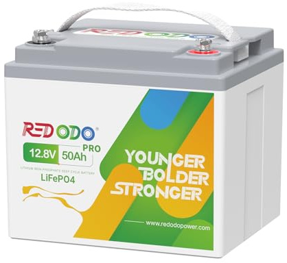 Redodo 12V 50Ah Pro LiFePO4 Batterie mit 50A BMS, 100% 640Wh nutzbare Energie für Wohnmobile, Stromfall, Trolling Motor, Überwachungssystem, Autarke Anwendungen | 12.8V Lithium Batterie für Wohnmobile, Camping, Trolling Motor, Marineanwendungen, Notstromsysteme im Haus, 5 Jahre Garantie
