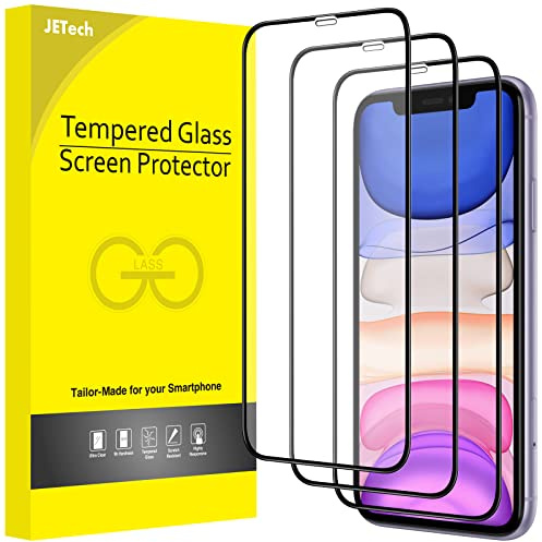 JETech Full Screen Schutzfolie für iPhone 11/XR, 3 Stück | Schwarzer Rand 9H Gehärtetes Glas Displayschutzfolie, HD Klar, Hüllenkompatibel