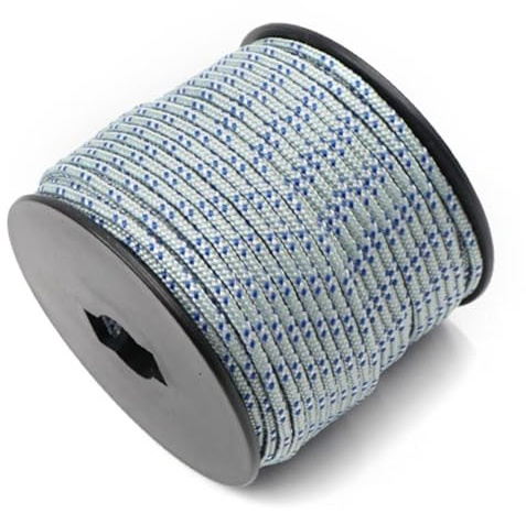 Corde en nylon tressé solide de 3 mm, 50 m, paracorde fine, pour travaux manuels, multifonction, résistante aux UV, pour tente, jardin, corde à linge et bâche extérieure (motif argenté)