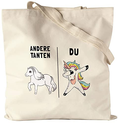 Hey!Print Andere Tanten Du Jutebeutel Stoffbeutel Canvas beste Tante der Welt Geschenk Einhorn Geburtstag von Nichte & Neffe