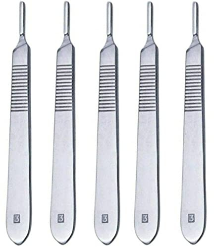 5 Pieces Stainless Steel BP Handle No.3 Scalpel Handles Surgical Sign Craft Card Making Cutter Podiatry Dental Medical Vet Students