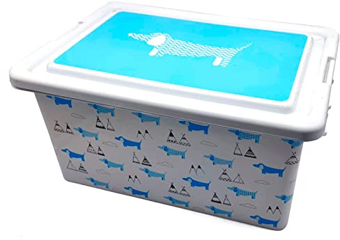 Acan Tradineur – Caja de almacenamiento – Diseño de Caninos – Capacidad de 13 Litros – Fabricado en España - Contenedor para almacenar libros, ropa, mantas