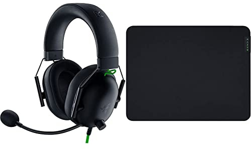 Razer BlackShark V2 X - Multi-Platform Wired Esports Headset, Black & Gigantus V2 Medium - Soft Medium Gaming Mouse Mat for Speed and Control (Non-Slip Rubber, 36 x 27 x 0.3cm) Black