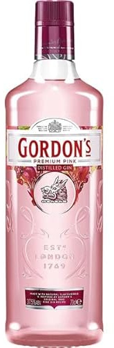 GORDON'S Pink premium ginebra inglesa elaborada con grosellas y frambuesas naturales botella 70 cl