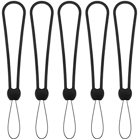 sourcing map Lot de 5 cordon Court Petit Poignet cordon Sangles Noir | cordons, Silicone Caoutchouc pour Stylo Parapluie Eau Bouilloire Caméra USB Clés Badges, Poignet cordon