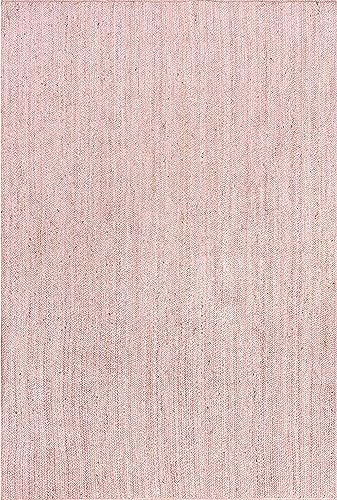 EXPORT PROFILE Alfombra de yute natural tejida a mano y de calidad clásica para sala de estar, cocina, entrada, pasillo, dormitorio, casa de campo, decoración del hogar, 3 x 5 pies, color rosa