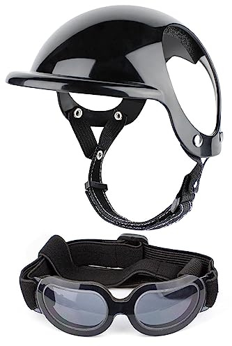 Motocicletas para perros, casco de moto para animales, casco para mascotas con gafas ajustables casco gafas sol coloridas para perros pequeños, gatos