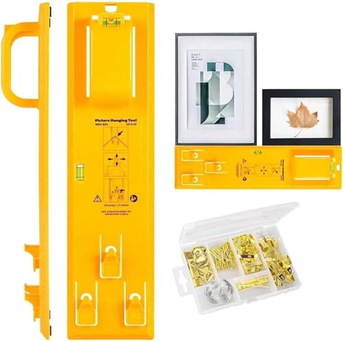 Picture Hanging Tool, Picture Frame Hanger Tool with Level Ruler, Photo Accurate Position-Locating Measuring Hangers, Photo Hanging Kit for Clocks/Mirrors/Galleries/Artworks/Photos