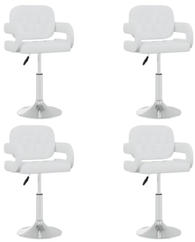 THOYTOUI Esszimmerstühle 4 STK. Schminkstuhl Gaming-Stuhl Lounge Sessel Arbeitsstuhl Geeignet für Atelier Speisesaal Arbeitszimmer Küche Drehbar Weiß Kunstleder