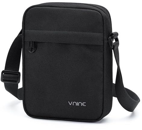 VNINE Handy Umhängetasche Klein Herren,Kleine Schultertasche Herren mit verstellbarem Riemen, kompakte Handy Umhängetasche für den täglichen Gebrauch, Mini Crossbody Bag, schwarze Seitentasche