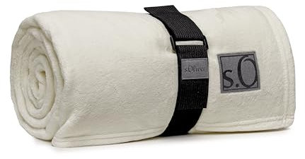 s.Oliver Kuschelsoft XXL Decke 220x240 cm - flauschig, warm & waschbar, Kuscheldecke weiß Uni