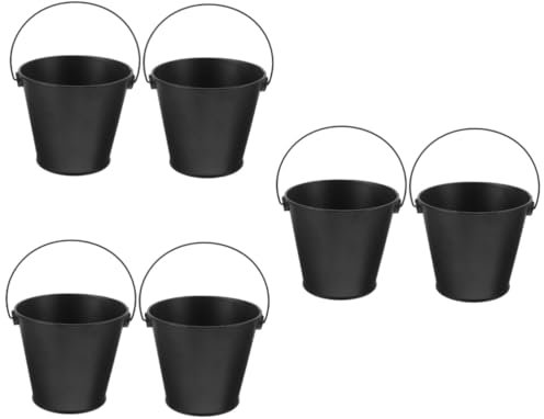 6 STK Grill im Freien Picknick wiederverwendbarer Metalleimer Öleimer Eimer Fetteimer Grill Tropffass -Öl-Eimer Grilleimer Grillzubehör Eimer zum Grillen Eisen Black BESPORTBLE