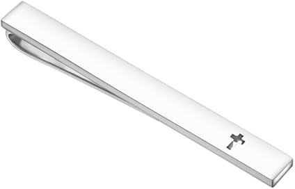 Asienice Silver Christian Tie Clips With Cross Tie Pins For Men Novelty