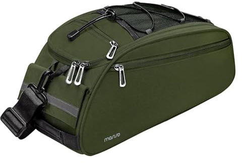 MOSISO Bike Rack Bag, Waterproof Bicycle Trunk Pannier Rear Seat Bag Cycling Bike Carrier Backseat Storage Luggage Saddle Shoulder Handbag, Olive Green