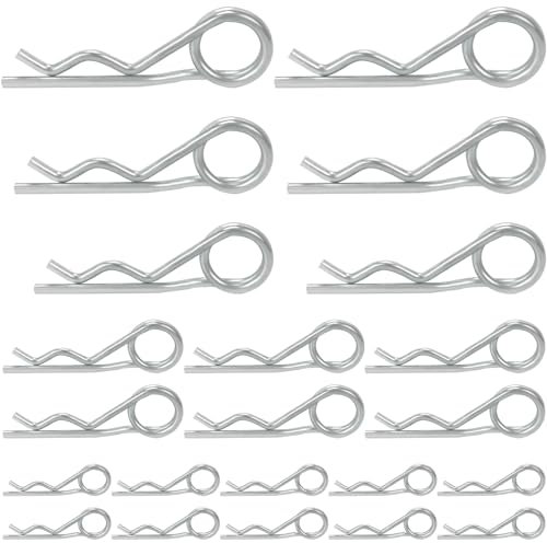 22 Stück Federstecker doppelt Federsplinte，Splinte Sortiment R Clips Set, Verzinkte Sicherungssplinte für Automobil,Motor,Fahrradbefestigung und Reparatur（M2.5-M5）