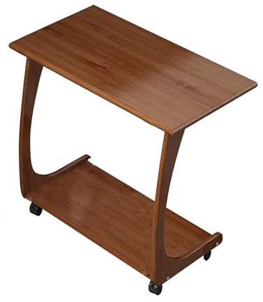 Überbetttisch mit Rollen Nachttisch aus Bambus, Abnehmbarer Beistelltisch C Form, Laptop Nachttisch für Zu Hause, Tragfähigkeit 250 Kg, für Zuhause, Krankenhaus(40x70x64cm)