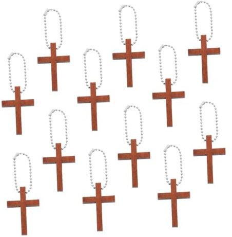 SEWACC 12st Schlüsselanhänger Aus Holz Mini-holzkreuz-anhänger Kreuz Charme Kreuze Für Die Schmuckherstellung Kleine Kreuze Hängender Kreuzanhänger Schmuckanhänger Aus Holz Brown