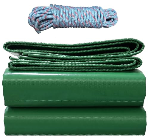 YANFEILI Bâche étanche avec œillets,5x6.5m 520g/m² bâches PVC bâche de Protection pour Meubles de Jardin,utilisable en extérieur,résistante à la Pluie,Isolation des Plantes Vert