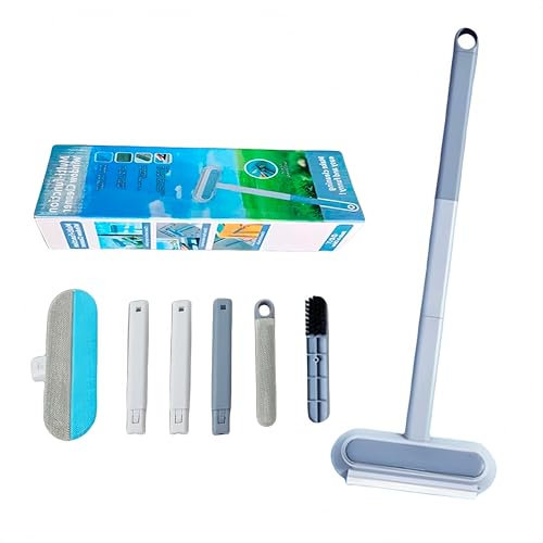 FINEVERNEK 5 in 1 Lavavetri con Tergivetro in Silicone e Lavavetri in Microfibra,61cm Combo Per la Pulizia delle Finestre,Pulizia Vetri senza striature,Cattura Polvere per Finestre Pulizia dei Vetri