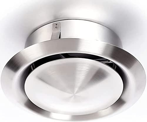 DOMUX Boca VMC 125 mm Inox - Boca de ventilación regulable redonda 125 mm - Extracción o insuflación - Acero inoxidable 304 para conducto y gaine VMC, campana y extractor - Pared o techo