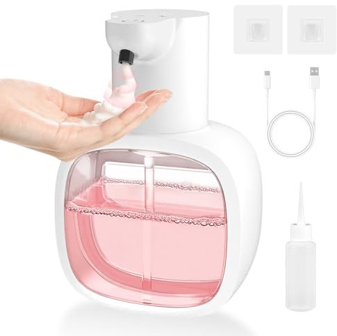 Dispensador automático de jabón Dalugo 500 ml No Touch Dispensador de jabón de espuma montaje en pared sin taladrar, IPX5 resistente al agua, dispensador de jabón automático, recargable, dispensador