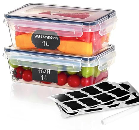 Goldeluxe 2 contenitori salvafreschezza con coperchio, contenitori per congelatore, 2 x 1L, senza BPA e 100% ermetici