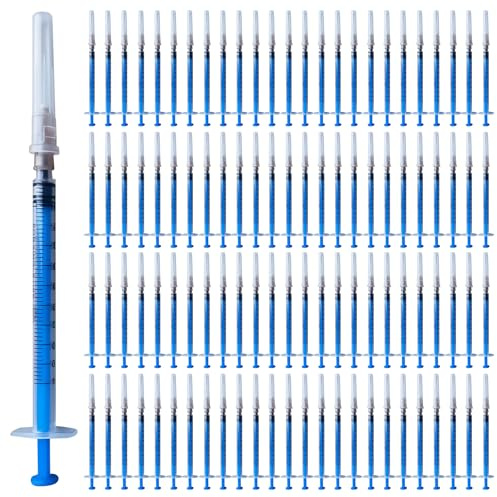 WANDGU 100 st. spruta 1 ml/cc plastventil 32G, plastsprutor, multifunktions-mätverktyg, liten doseringsspruta, små engångssprutor liten, flytande spruta, individuellt förpackad (100-pack)