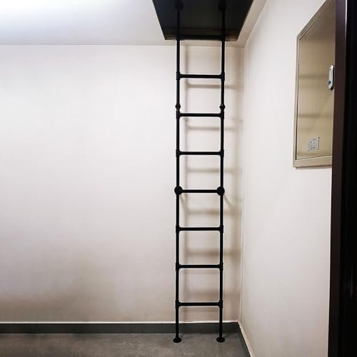 Scaletta per letto a castello in ferro battuto nero per soffitta di emergenza, scaletta multifunzione in metallo, scala resistente da appendere alla parete, 143 cm