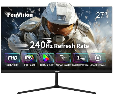 FeuVision 27 Inch Gmaing Monitor, 240Hz Monitor, FHD 1080p, 1ms, IPS