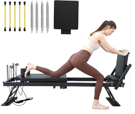 B-4 Pilates Reformer Maschine, Faltbare Pilates Reformer Kern Bett Ausrüstung Maschine, Tragbare Reformer Pilates Maschine mit Sprungbrett für Home Workouts,A