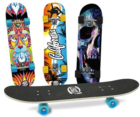 Teorema Skateboard pour Enfants et débutants, Planche en Bois antidérapant, Longueur 80 cm, Roues en PVC, roulements ABEC-7, Structure en Aluminium, Charge maximale 100 kg