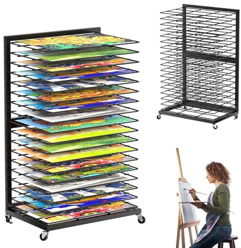 Zertylre Bild Trockengestell, 18 abnehmbare Fächer, abnehmbare Wand montiert kleine Kunstwerk Trockengestell für Kunst Zimmer, Kunst Training Organizer Portable