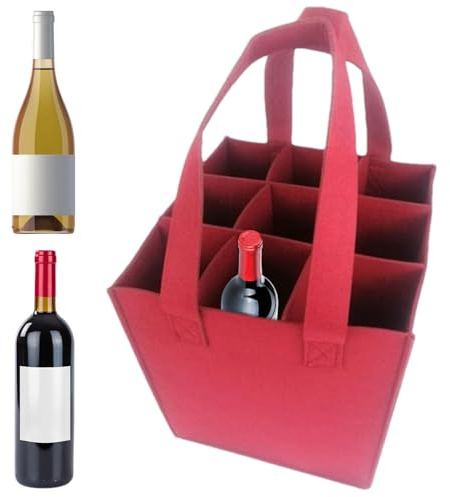 Naqqios De Vino – Weinflasche, Wein-Transporttasche | Fiente 9 Flasche mit Flascheneinsatz, Reise-Weintasche, auslaufsichere Weintasche für Abendessen, Fie, Rot, Consulte la descripción, Siehe