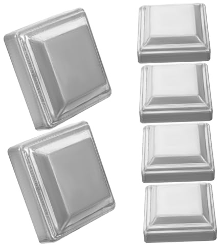 SHINEOFI 6pcs Capuchons de Poteau en Fer Argenté, Robustes, Couvre-poteaux Carrés 80x80mm, pour Garde-corps et Barrières de Circulation
