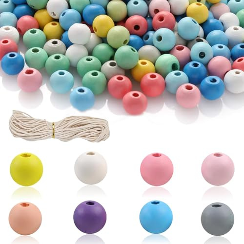 800stk Holzperlen Zum Auffädeln, Bunte Holzperlen, 8mm Runde Holzkugeln Mit Loch, 12 Farben, DIY Schmuckherstellung, Bastelperlen Für Erwachsene Und Kinder, Bracelets