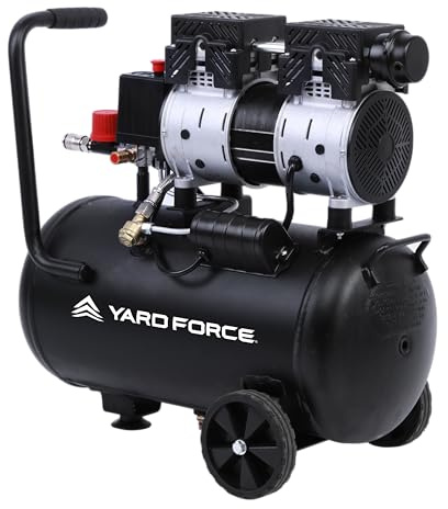 Yard Force EX ARC24 Silent Kompressor 24 L – 8 bar, 750 W, 128 l/min | Öl-frei & wartungsarm | 67 dB leise | Druckregler & Manometer | Fahrgriff & Rollen