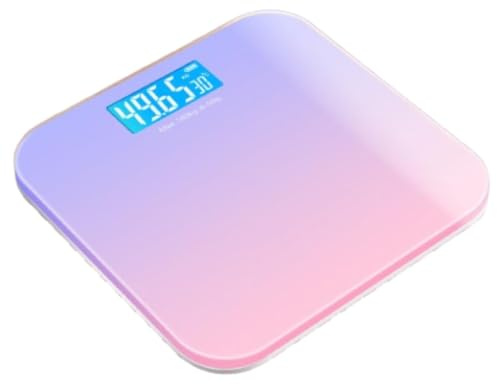 Beufee Digital våg för kroppsvikt, härdat glas, intelligent, exakt mätning, digital personvåg, LCD-skärm, 180 kg, batteridriven (lila)