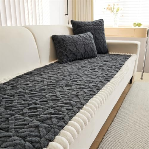 LINGKY Sofa Überzug Dicke Jacquard-getuftete Sofabezug Waschbar Hund Katze Sofaschoner rutschfest Universal Couch Überzug für U Form L Form Sektionssofa für 1 2 3 4 Sitzer Sofa (Grau,90x160cm)