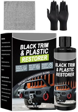 Générique Restauration Noir Plastique Voiture - Protège Garnitures Noires Contre Les UV - Solution d'entretien Automobile 100ml pour Poignées De Porte Pare-Chocs Console