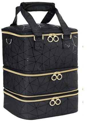 Rangement Vernis A Ongle,Rangement Onglerie Trousse de rangement amovible en cuir PU grande capacité for vernis à ongles, pouvant contenir 60 bouteilles d'huiles essentielles, trousse maquillage(C)
