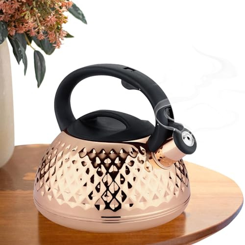 silbante para estufa, hervidor de silbato de 3 L para hervir rápidamente el agua caliente, mango ergonómico resistente al calor con alerta fuerte, de acero inoxidable para uso en cocina