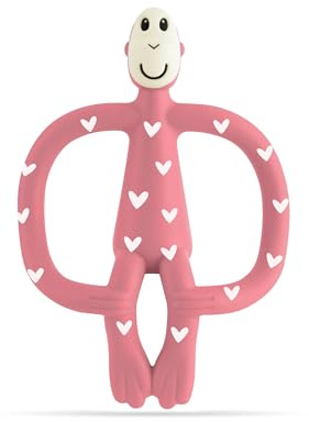 Matchstick Monkey Original Beißring & Gel-Applikator – Silikon-Baby-Beißring, leicht zu greifen, BPA-frei, unterstützt Selbstberuhigung & frühes Zähneputzen, ab 3 Monaten, 10 cm, Liebesherz