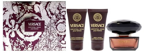 Versace Crystal Noir Eau de Parfum Gift Set 2025-50ml EDP, 50ml Body Lotion and 50ml Shower Gel