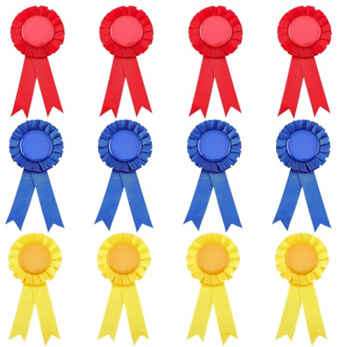 craspire 12 Stück 3 Farben Blanko Auszeichnungsband Anstecknadel Für Den 1. Platz Brosche Siegerschleife Rosette Hauptpreis Für DIY Klassenzimmerpartys Feieraccessoires Wettbewerbe